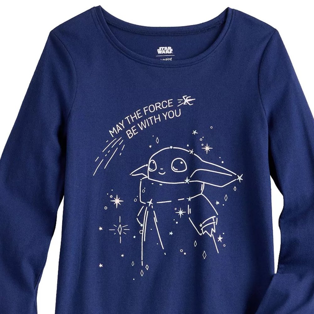 Girl's The Mandalorian Grogu Baby Yoda May The Force Be With You Long sl…